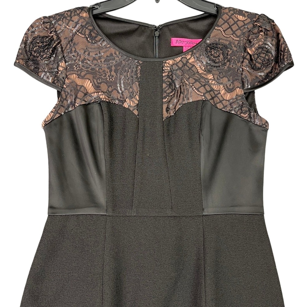 Betsey Johnson Sheath Dress Lace Sequin Mixed Media Cocktail Party Womens Size 2